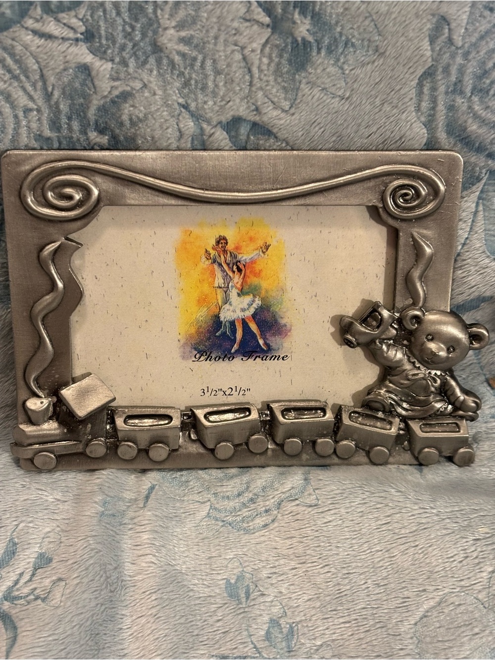 Silver Teddy Train Photo Frame - Picture 2 of 3